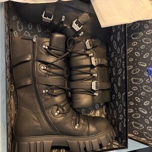 Killstar Beelzebub Combat Boots size 12, vegan leather, lace up buckle goth